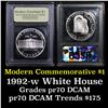 Image 1 : Proof 1992-W White House Modern Commem Dollar $1 Graded GEM++ Proof Deep Cameo By USCG