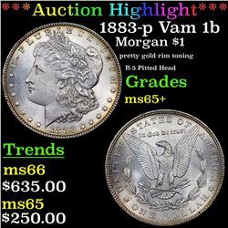 ***Auction Highlight*** 1883-p Vam 1b Morgan Dollar $1 Graded GEM+ Unc By USCG (fc)