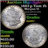 Image 1 : ***Auction Highlight*** 1883-p Vam 1b Morgan Dollar $1 Graded GEM+ Unc By USCG (fc)