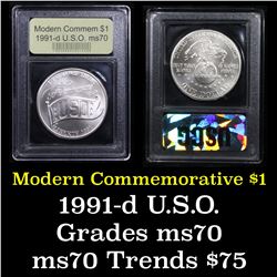 1991-d USO Modern Commem Dollar $1 Graded ms70, Perfection By USCG