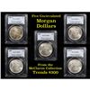 Image 1 : 5 Unc Morgan $1 Graded By PCGS Mixed Dates From The McClaren Collection