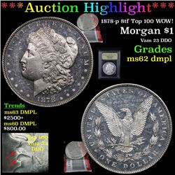 ***Auction Highlight*** 1878-p 8tf Top 100 Morgan Dollar $1 Graded Select Unc DMPL By USCG (fc)