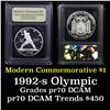 Image 1 : Proof ***Auction Highlight*** 1992-S Olympic Modern Commem Dollar $1 Graded GEM++ Proof Deep Cameo B