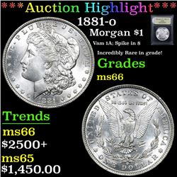 ***Auction Highlight*** 1881-o Morgan Dollar $1 Graded GEM+ Unc By USCG (fc)