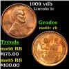Image 1 : 1909 vdb Lincoln Cent 1c Grades Gem+ Unc RB