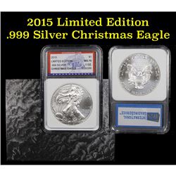 2015 Eagle, Limited Edition Christmas Eagle. 1st Day of Issue Silver Eagle Dollar $1 ms70, Perfectio