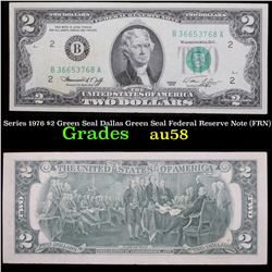 Series 1976 $2 Green Seal Dallas Green Seal Federal Reserve Note (FRN) Grades Choice AU/BU Slider