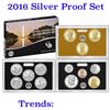 Image 1 : 2016 United States Mint Silver Proof Set - 13 pc set, about 1 1/2 ounces of pure silver