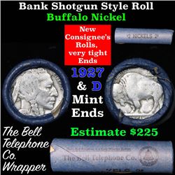 Buffalo Nickel Shotgun Roll in Old Bank Style 'Bell Telephone'  Wrapper 1927 & d Mint Ends