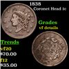 Image 1 : 1838 Coronet Head Large Cent 1c Grades vf details