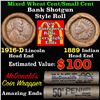 Image 1 : Mixed small cents 1c orig shotgun roll, 1916-d Wheat Cent, 1889 Indian Cent other end, McDonalds Wra