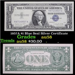 1957A $1 Blue Seal Silver Certificate Grades Choice AU/BU Slider