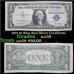 1957 $1 Blue Seal Silver Certificate Grades Choice AU/BU Slider