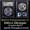 Image 1 : ***Auction Highlight*** 1983-s Olympics Modern Commem Dollar $1 Graded ms70, Perfection By USCG (fc)