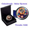 Image 1 : 2016 CoinJewels Solar System Metal 1oz .999 Silver, Contains Tektite and CZ Proof Quality