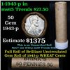 Image 1 : ***Auction Highlight*** Uncirculated 1c orig shotgun roll, 1943-p Steel cents In Old Brinks wrapper 