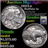 Image 1 : ***Auction Highlight*** 1923-s Buffalo Nickel 5c Graded Select+ Unc By USCG (fc)
