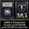 Image 1 : Proof ***Auction Highlight*** 1989-S Congress Modern Commem Dollar $1 Graded GEM++ Proof Deep Cameo 