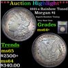 Image 1 : ***Auction Highlight*** 1921-s Rainbow Toned Morgan Dollar $1 Graded Choice+ Unc By USCG (fc)