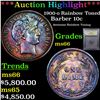 Image 1 : ***Auction Highlight*** 1900-o Rainbow Toned  Barber Dime 10c Graded GEM+ Unc By USCG (fc)