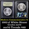 Image 1 : 1992-d White House Modern Commem Dollar $1 Graded ms70, Perfection By USCG