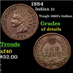 1884 Indian Cent 1c Grades xf details