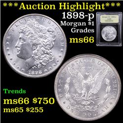***Auction Highlight*** 1898-p Morgan Dollar $1 Graded GEM+ Unc By USCG (fc)