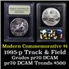 Image 1 : Proof ***Auction Highlight*** 1995-P Olympics Track & Field Modern Commem Dollar $1 Graded GEM++ Pro