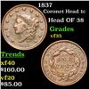 Image 1 : 1837 Coronet Head Large Cent 1c Grades vf++