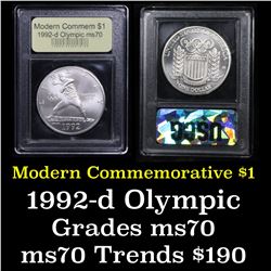 1992-d Olympics Modern Commem Dollar $1 Graded ms70, Perfection By USCG