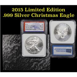 2015 Eagle, Limited Edition Christmas Eagle. 1st Day of Issue Silver Eagle Dollar $1 IGS