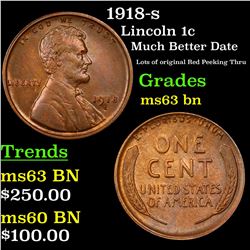 1918-s Lincoln Cent 1c Grades Select Unc BN