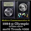Image 1 : ***Auction Highlight*** 1984-p Olympics Modern Commem Dollar $1 Graded ms70, Perfection By USCG (fc)