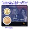 Image 1 : Presidential $1 Coin & First Lady Medal Set Lyndon B. Johnson 1963-1969, Lady Bird Johnson