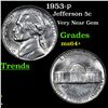 Image 1 : 1953-p Jefferson Nickel 5c Grades Choice+ Unc
