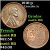 Image 1 : 1910-p Lincoln Cent 1c Grades Select+ Unc RB