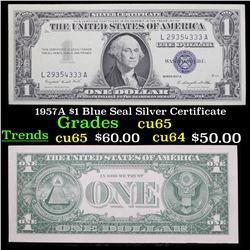 1957A $1 Blue Seal Silver Certificate Grades Gem CU