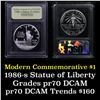 Image 1 : Proof 1986-s Statue of Liberty Modern Commem Dollar $1 Graded GEM++ Proof Deep Cameo By USCG
