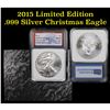 Image 1 : 2015 Eagle, Limited Edition Christmas Eagle. 1st Day of Issue Silver Eagle Dollar $1 by IGS
