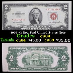 1953 $2 Red Seal United States Note Grades Choice CU