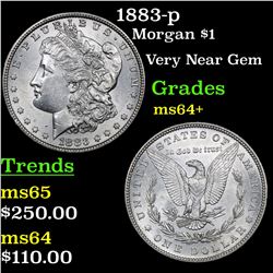 1883-p Morgan Dollar $1 Grades Choice+ Unc