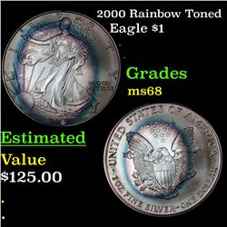 2000 Rainbow Toned Silver Eagle Dollar $1 Grades GEM+++ Unc