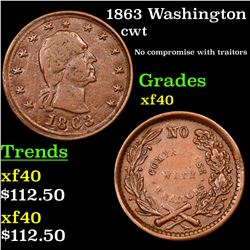 1863 Washington Civil War Token 1c Grades xf