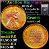 Image 1 : ***Auction Highlight*** 1915-d Lincoln Cent 1c Graded Choice+ Unc RD By USCG (fc)