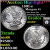 Image 1 : ***Auction Highlight*** 1891-s Morgan Dollar $1 Graded GEM+ Unc By USCG (fc)