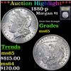 Image 1 : ***Auction Highlight*** 1880-p Morgan Dollar $1 Graded GEM Unc By USCG (fc)