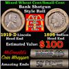 Image 1 : Mixed small cents 1c orig shotgun roll, 1919-d Wheat Cent, 1896 Indian Cent other end, McDonalds Wra