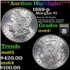 Image 1 : ***Auction Highlight*** 1889-p Morgan Dollar $1 Graded Choice+ Unc By USCG (fc)
