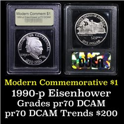 Proof 1990-P Eisenhower Modern Commem Dollar $1 Graded GEM++ Proof Deep Cameo By USCG