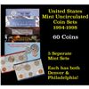 Image 1 : Group of 5 United States Mint Uncurculated Coin Sets In Original Government Packaging 1994-1998 51 c